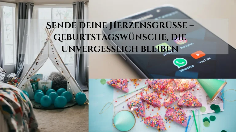 WhatsApp Geburtstagswünsche mit Deko, Smartphone und Partyideen.